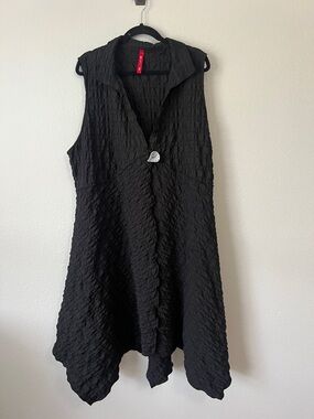 IC Collection Crinkle Jacquard Asymmetrical One-Button Cardigan -  Plus Size 3X